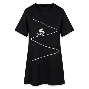 Vélo de course, en montée, raide, vélo, vélo, randonnée, montagne - Robe T-shirt Femme - noir - Devant