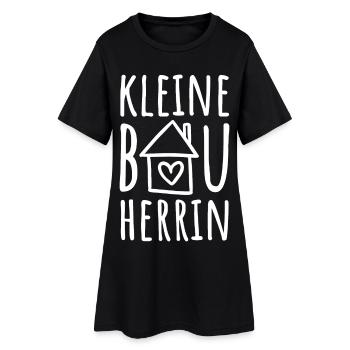 Kleine Bauherrin Tochter Haus Baustelle Hausbau - Frauen T-Shirt-Kleid - Schwarz - Vorne