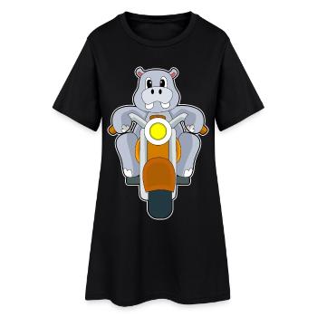 Moto Hippopotame - Robe T-shirt Femme - noir - Devant