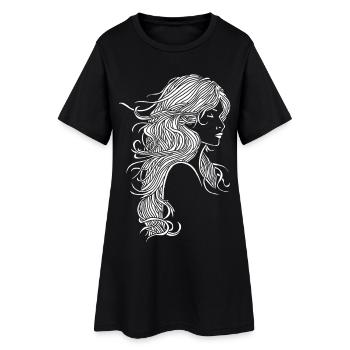 Weißhaariges Mädchen - Frauen T-Shirt-Kleid - Schwarz - Vorne