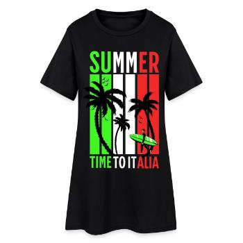 T-shirt d’été unisexe surfeur plage design Italie - Robe T-shirt Femme - noir - Devant