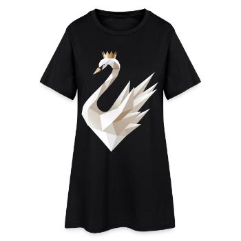 Geometrischer Schwan mit Kronenmotiv - Frauen T-Shirt-Kleid - Schwarz - Vorne