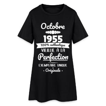 Anniversaire 70 ans - Octobre 1955 Originale - Robe T-shirt Femme - noir - Devant