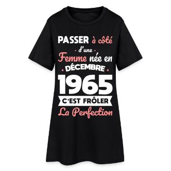 Anniversaire 60 ans - Née en Décembre 1965 - Robe T-shirt Femme - noir - Devant