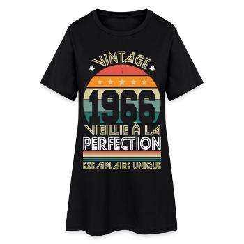 1966 – Vintage – Exemplaire unique - Robe T-shirt Femme - noir - Devant
