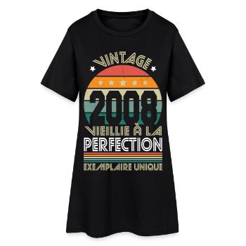 2008 – Vintage – Einzelexemplar - Frauen T-Shirt-Kleid - Schwarz - Vorne