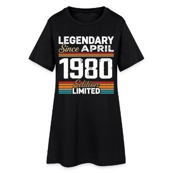 Cadeau Anniversaire Avril 1980 Rétro Avril 1980 - Robe T-shirt Femme - noir - Devant