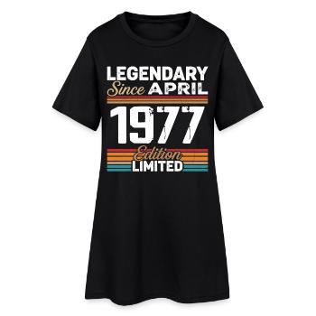 April 1977 Rückblick April 1977 Geburtstagsgeschenk - Frauen T-Shirt-Kleid - Schwarz - Vorne