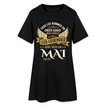 Anniversaire Mai 1976 - Robe T-shirt Femme - noir - Devant