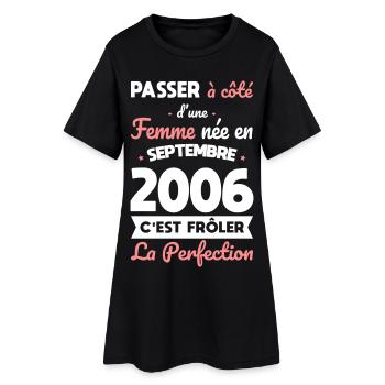 Anniversaire 20 ans - Née en Septembre 2006 - Robe T-shirt Femme - noir - Devant