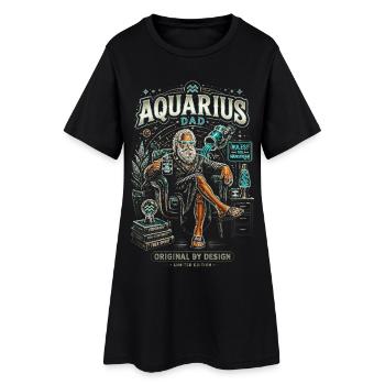 Père Aquarius Geek Cosmos - Zodiaque Verseau - Robe T-shirt Femme - noir - Devant