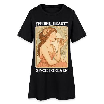 Art Nouveau Pizza Pin-Up - Feeding Beauty - Robe T-shirt Femme - noir - Devant