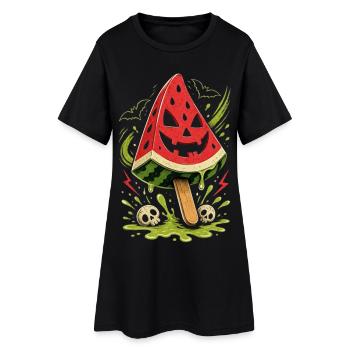 Halloween Sommer Melone - Frauen T-Shirt-Kleid - Schwarz - Vorne