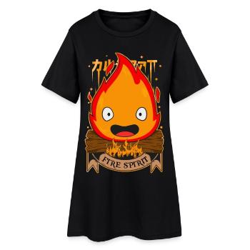 de feu - Robe T-shirt Femme - noir - Devant