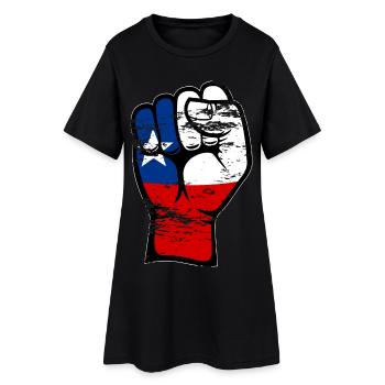 Chile Flagge Faust Hand Symbol used - Frauen T-Shirt-Kleid - Schwarz - Vorne