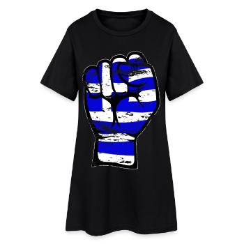 Greece Flag Fist Hand Used Symbol - Women’s T-Shirt Dress - black - Front