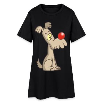 Chien rigolo et mignon - Robe T-shirt Femme - noir - Devant