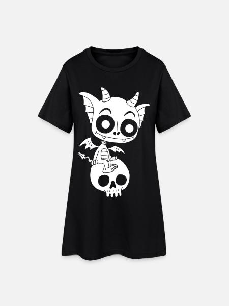 Petit démon blanc se repose - Robe T-shirt Femme - noir