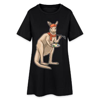Peintre Kangourou Peinture au pinceau - Robe T-shirt Femme - noir - Devant