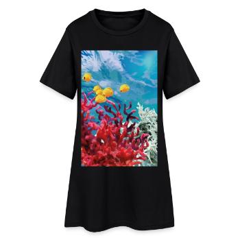 Monde sous-marin vibrant du récif corallien - Robe T-shirt Femme - noir - Devant