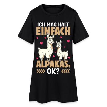 Alpaka Fan ICH MAG HALT EINFACH ALPAKAS Lustig - Frauen T-Shirt-Kleid - Schwarz - Vorne