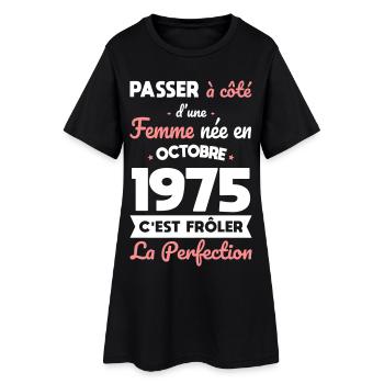 Anniversaire 50 ans - Née en Octobre 1975 - Robe T-shirt Femme - noir - Devant