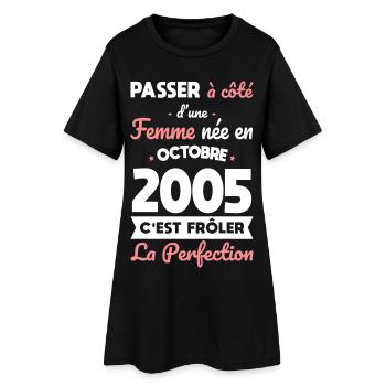 Anniversaire 20 ans - Née en Octobre 2005 - Robe T-shirt Femme - noir - Devant