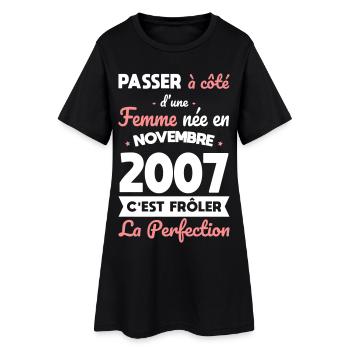 Anniversaire 18 ans - Née en Novembre 2007 - Robe T-shirt Femme - noir - Devant