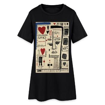 Visage Cubiste Amour et Esquisses - Robe T-shirt Femme - noir - Devant