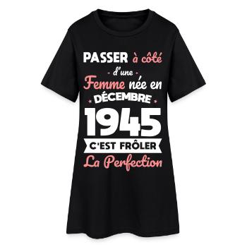 Anniversaire 80 ans - Née en Décembre 1945 - Robe T-shirt Femme - noir - Devant
