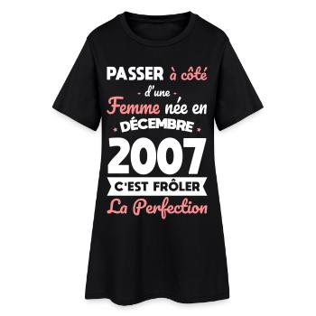 18. Geburtstag - geboren im Dezember 2007 - Frauen T-Shirt-Kleid - Schwarz - Vorne