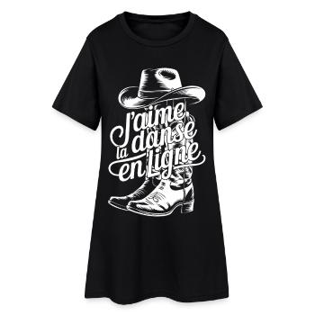 Botte Cowboy et lettrage fluide - Robe T-shirt Femme - noir - Devant