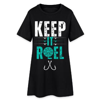 Funny Fishing Dad Angler Fisherman Keep It Reel - Women’s T-Shirt Dress - black - Front