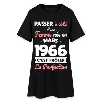 Anniversaire 60 ans - Née en Mars 1966 - Robe T-shirt Femme - noir - Devant