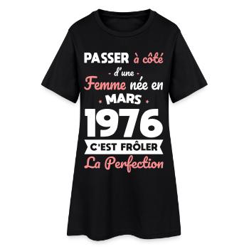 Anniversaire 50 ans - Née en Mars 1976 - Robe T-shirt Femme - noir - Devant