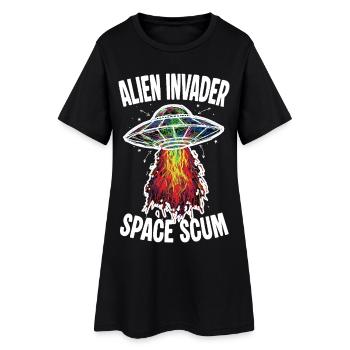 UFO Alien Invader Space Scum Scribble - Women’s T-Shirt Dress - black - Front
