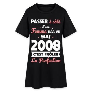 Anniversaire 18 ans - Née en Mai 2008 - Robe T-shirt Femme - noir - Devant