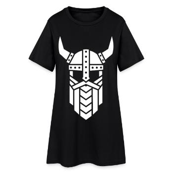 Geometrisches Maskottchen des Wikingerminimalismus Kriegers - Frauen T-Shirt-Kleid - Schwarz - Vorne