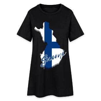 Karte mit finnischer Flagge, ich liebe Finnland - Frauen T-Shirt-Kleid - Schwarz - Vorne