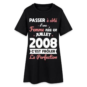 Anniversaire 18 ans - Née en Juillet 2008 - Robe T-shirt Femme - noir - Devant