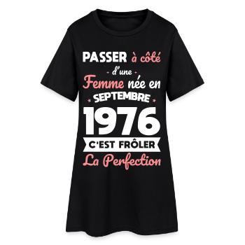 Anniversaire 50 ans - Née en Septembre 1976 - Robe T-shirt Femme - noir - Devant