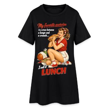 Déjeuner de fitness rétro Pin-Up : design sportif drôle - Robe T-shirt Femme - noir - Devant