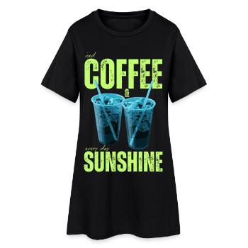 "Iced Coffee & Sunshine Everyday" Colorful Coffee - Women’s T-Shirt Dress - black - Front