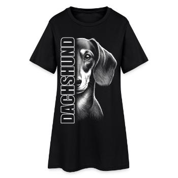 Dachshund portrait with vertical lettering DACHSHUND - Women’s T-Shirt Dress - black - Front