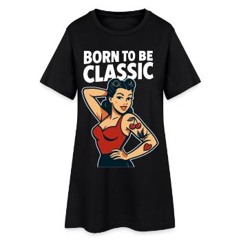 T-shirt rétro classique de la fille pin-up née pour être - Robe T-shirt Femme - noir - Devant