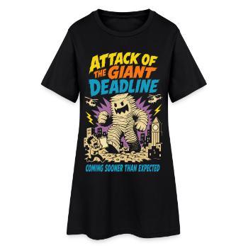 Angriff der gigantischen Deadline - Frauen T-Shirt-Kleid - Schwarz - Vorne