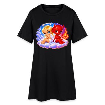 Angel & Devil – Sweet and Mischievous - Robe T-shirt Femme - noir - Devant
