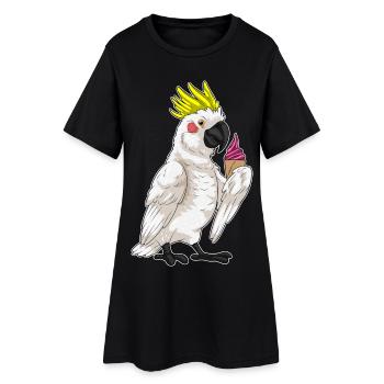 Crème glacée gaufrée au perroquet - Robe T-shirt Femme - noir - Devant