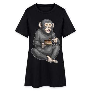 Affe Kuchen - Frauen T-Shirt-Kleid - Schwarz - Vorne