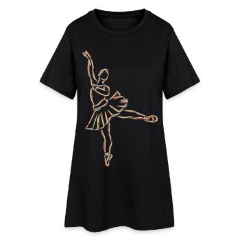 Ballett Mädchen Zeichnung - Frauen T-Shirt-Kleid - Schwarz - Vorne